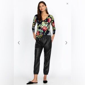 NWOT Johnny Was Black Vegan Leather Joggers XL